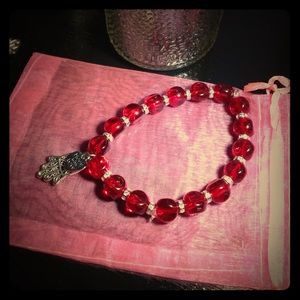 Ravishing Red Glass Beaded stretchy Bracelet